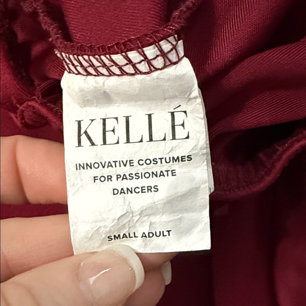 Kelle dance costume maroon Button-Up Top and Bottom Set - Picture 4 of 9